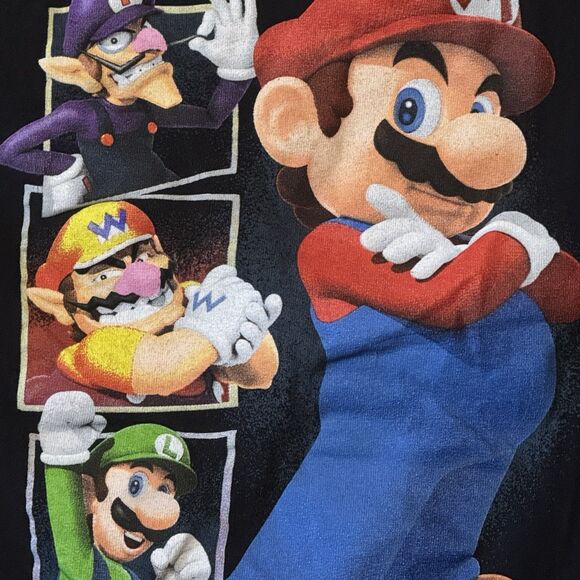 Super Mario Bros Nintendo Black T shirt Mens L Graphic Tee Waluigi Wario Luigi - Picture 3 of 7
